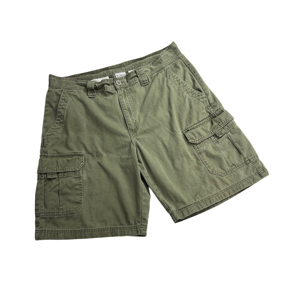 Columbia Cargo Shorts Mens 36 Green Cotton Utility Hiking AM4485 Outdoor D17
